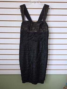 JS Collections Vintage Black Dress with Gold Accents